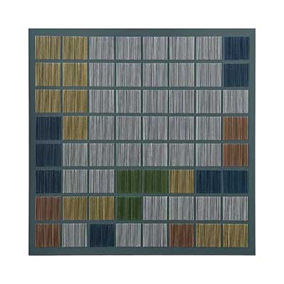Color Intervals I by Ceren Muftuoglu - Hand stitched cotton yarn on acrylic painted cotton canvas