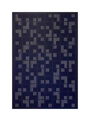 Silent Code I by Ceren Muftuoglu - Hand stitched cotton yarn on acrylic painted cotton canvas