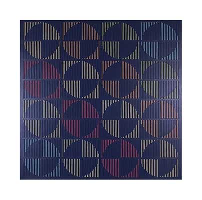 Silent Code III by Ceren Muftuoglu - Hand stitched cotton yarn on acrylic painted cotton canvas