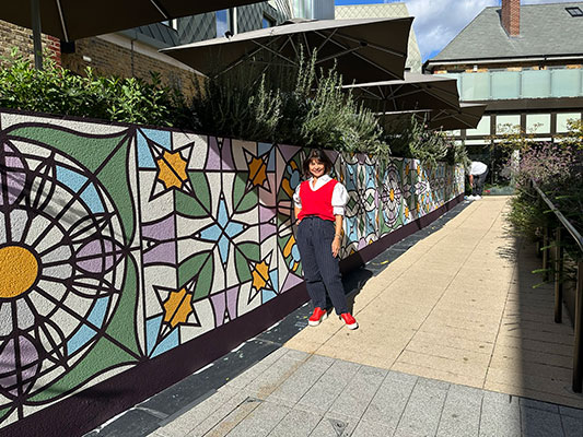 Kaleidoscopic Heritage - Mural by Andy Welland inspired by Bromley Old Town Halls historic stained glass reimagined through colour pattern and abstraction.
